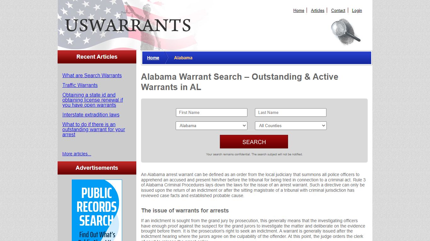 Alabama Warrant Search – Outstanding & Active Warrants in AL